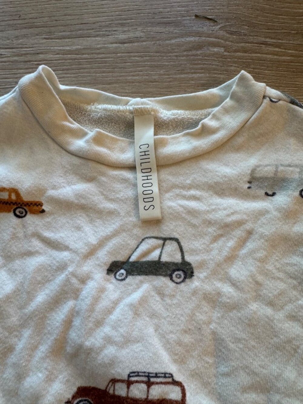Childhoods 2T Car Print Sweatshirt Cream Toddler Boys Long Sleeve Pullover - Picture 3 of 4